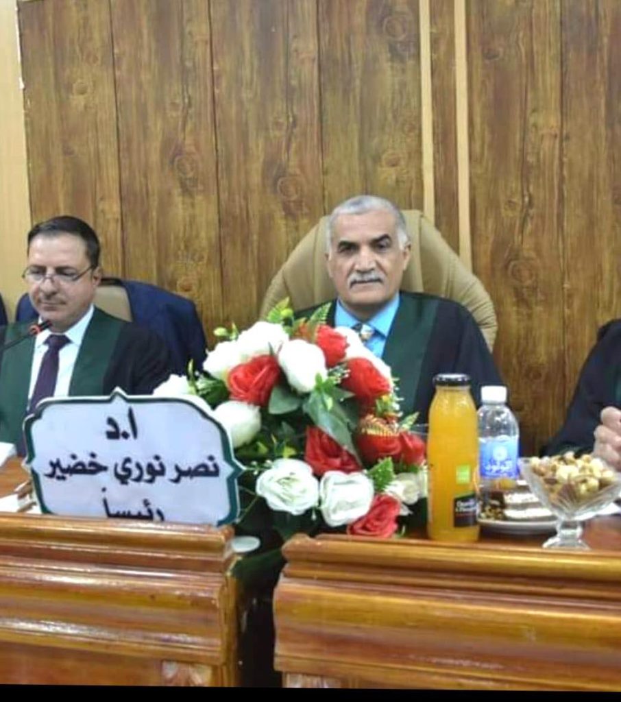 مشاركة تدريسي من علوم الهندسة الزراعية رئيسا للجنة في مناقشة خارجية.